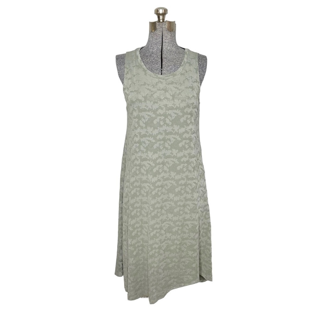 LOGO by Lori Goldstein Green Sleeveless Jacquard Asymmetric Dress